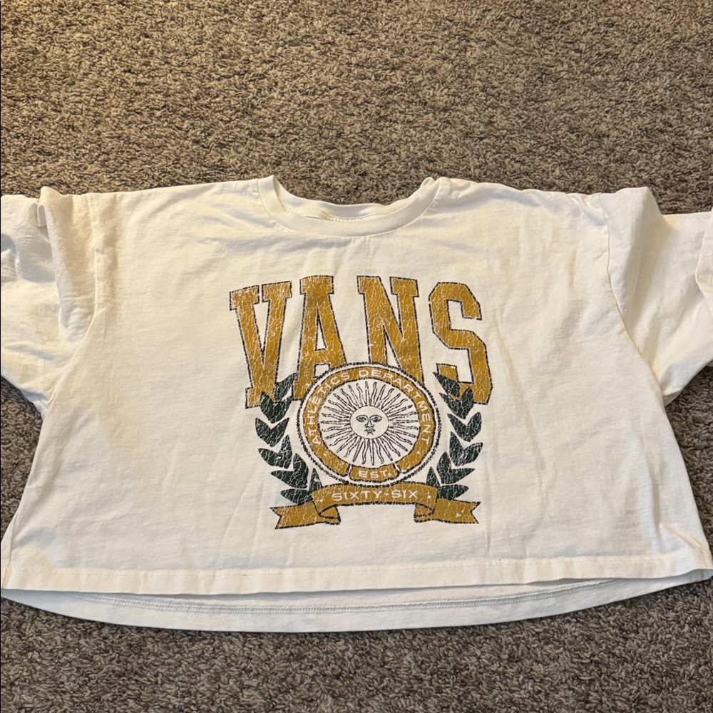 Vans White Tee with Gold and Green Graphic